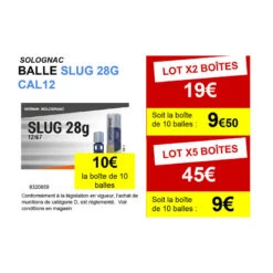 Cartouche Balle Slug 28gr CAL12/67 X10 -Équipement De Chasse cartouche balle slug 28gr cal1267 x10 1