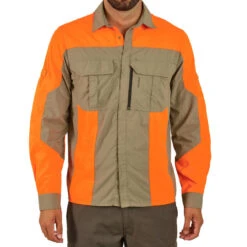 Chemise Manches Longues Légère Et Respirante Chasse 520 Verte Et Fluo -Équipement De Chasse chemise manches longues legere et respirante chasse 520 verte et fluo 2