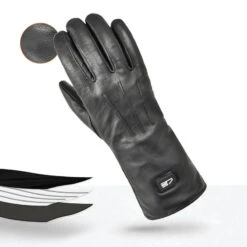 Gants En Cuir Chauffants - Extra Chauds - Noirs -Équipement De Chasse gants en cuir chauffants extra chauds noirs 3