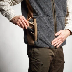 GILET POLAIRE SANS MANCHES MOUTONNE 500 GRIS -Équipement De Chasse gilet polaire sans manches moutonne 500 gris 6