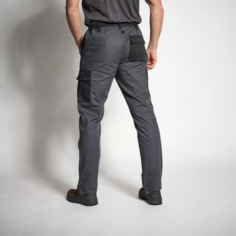 PANTALON CARGO RESISTANT STEPPE 300 BICOLORE GRIS ET NOIR 4 PANTALON CARGO RESISTANT STEPPE 300 BICOLORE GRIS ET NOIR – Image 2