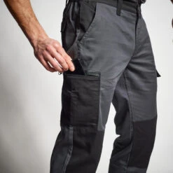PANTALON CARGO RESISTANT STEPPE 300 BICOLORE GRIS ET NOIR 13 PANTALON CARGO RESISTANT STEPPE 300 BICOLORE GRIS ET NOIR -Équipement De Chasse pantalon cargo resistant steppe 300 bicolore gris et noir 5