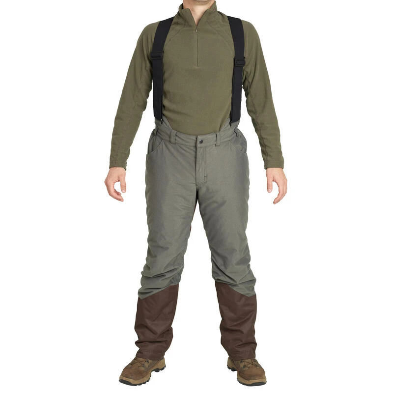 PANTALON CHASSE A BRETELLES CHAUD -20°C VERT 100 4 PANTALON CHASSE A BRETELLES CHAUD -20°C VERT 100 – Image 2