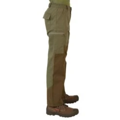 PANTALON RENFORT JUNIOR - 100 VERT ET MARRON -Équipement De Chasse pantalon renfort junior 100 vert et marron 5