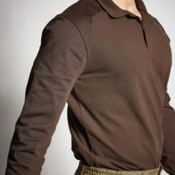 POLO MANCHES LONGUES RENFORT MARRON 100 10 POLO MANCHES LONGUES RENFORT MARRON 100 -Équipement De Chasse polo manches longues renfort marron 100 2