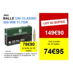 RWS Uni Classic 300 WM 11.7gr -Équipement De Chasse rws uni classic 300 wm 117gr 1