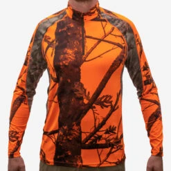 T-SHIRT CHASSE RESPIRANT MANCHES LONGUES CAMOUFLAGE FLUO 500 -Équipement De Chasse t shirt chasse respirant manches longues camouflage fluo 500 1