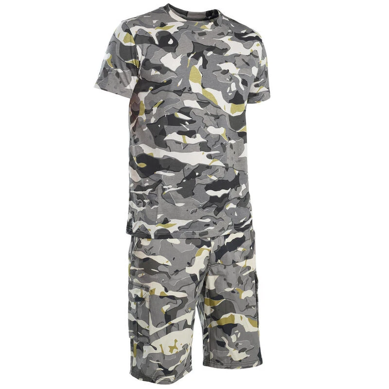 T-shirt Manches Courtes Chasse 100 Camouflage WL V1 Gris 10 T-shirt Manches Courtes Chasse 100 Camouflage WL V1 Gris – Image 8