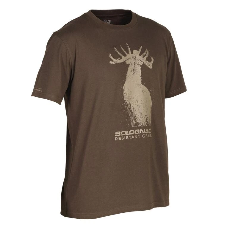 T-shirt Manches Courtes Chasse Coton Homme - 100 Cerf Marron 3 T-shirt Manches Courtes Chasse Coton Homme - 100 Cerf Marron