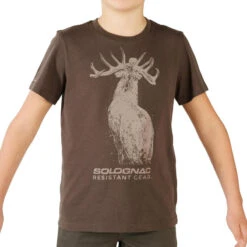 T-SHIRT Manches Courtes Chasse Coton Junior -100 LTD Cerf Marron -Équipement De Chasse t shirt manches courtes chasse coton junior 100 ltd cerf marron 1