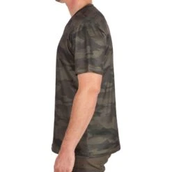 T-shirt Manches Courtes Respirant Chasse 100 Camouflage Kaki -Équipement De Chasse t shirt manches courtes respirant chasse 100 camouflage kaki 1