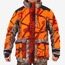 VESTE CHASSE POSTE IMPERMÉABLE CHAUDE 3 EN 1 CAMO FLUO 900 13 VESTE CHASSE POSTE IMPERMÉABLE CHAUDE 3 EN 1 CAMO FLUO 900 -Équipement De Chasse veste chasse poste impermeable chaude 3 en 1 camo fluo 900 1