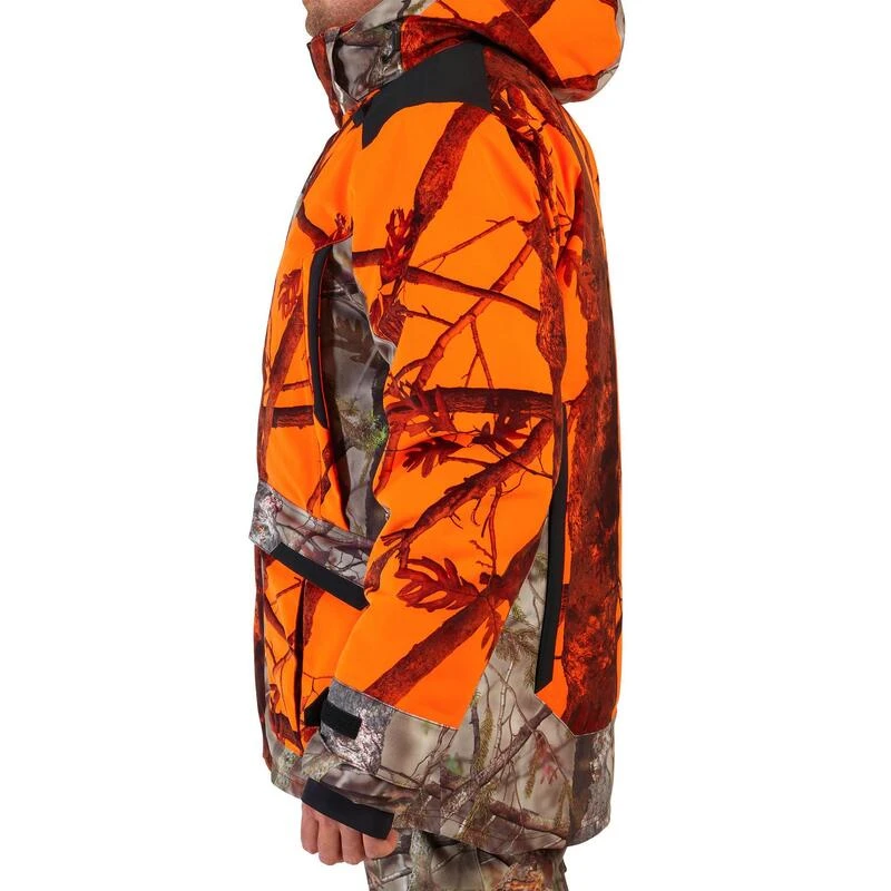 VESTE CHASSE POSTE IMPERMÉABLE CHAUDE 3 EN 1 CAMO FLUO 900 7 VESTE CHASSE POSTE IMPERMÉABLE CHAUDE 3 EN 1 CAMO FLUO 900 – Image 5