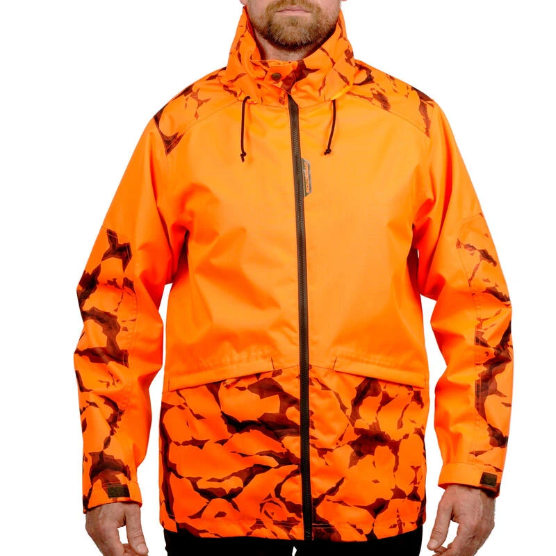 VESTE CHASSE RESISTANTE IMPERMEABLE ORANGE FLUO SUPERTRACK 100 4 VESTE CHASSE RESISTANTE IMPERMEABLE ORANGE FLUO SUPERTRACK 100 – Image 2
