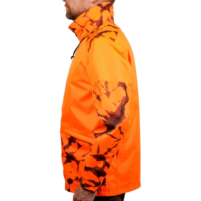 VESTE CHASSE RESISTANTE IMPERMEABLE ORANGE FLUO SUPERTRACK 100 5 VESTE CHASSE RESISTANTE IMPERMEABLE ORANGE FLUO SUPERTRACK 100 – Image 3