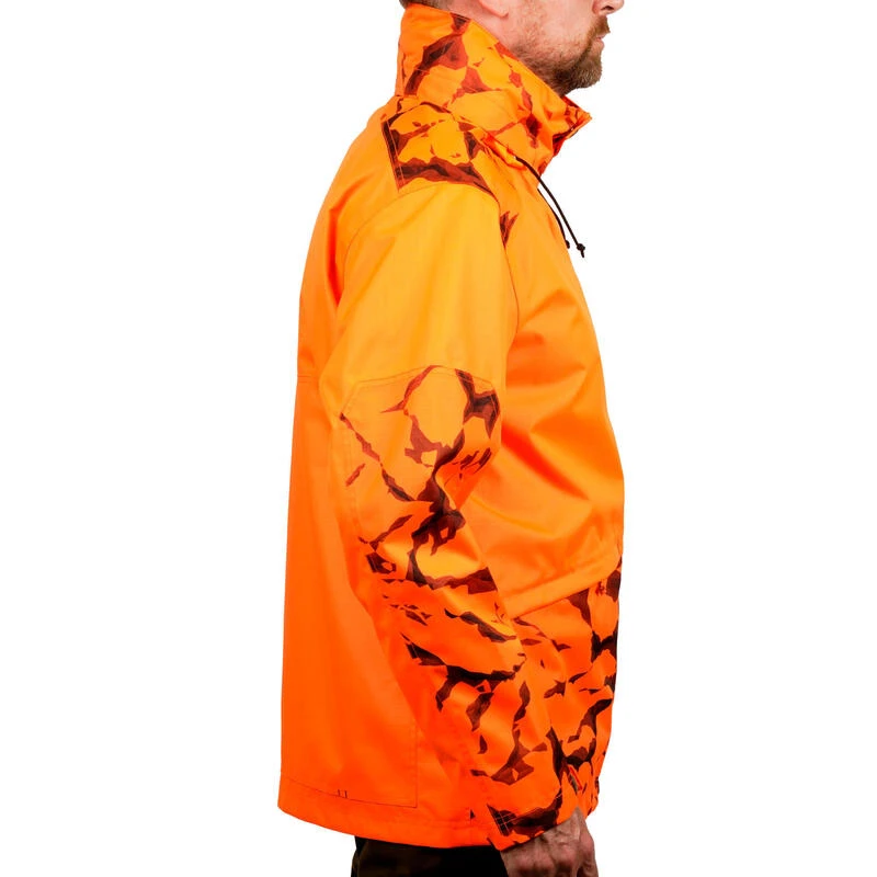 VESTE CHASSE RESISTANTE IMPERMEABLE ORANGE FLUO SUPERTRACK 100 6 VESTE CHASSE RESISTANTE IMPERMEABLE ORANGE FLUO SUPERTRACK 100 – Image 4