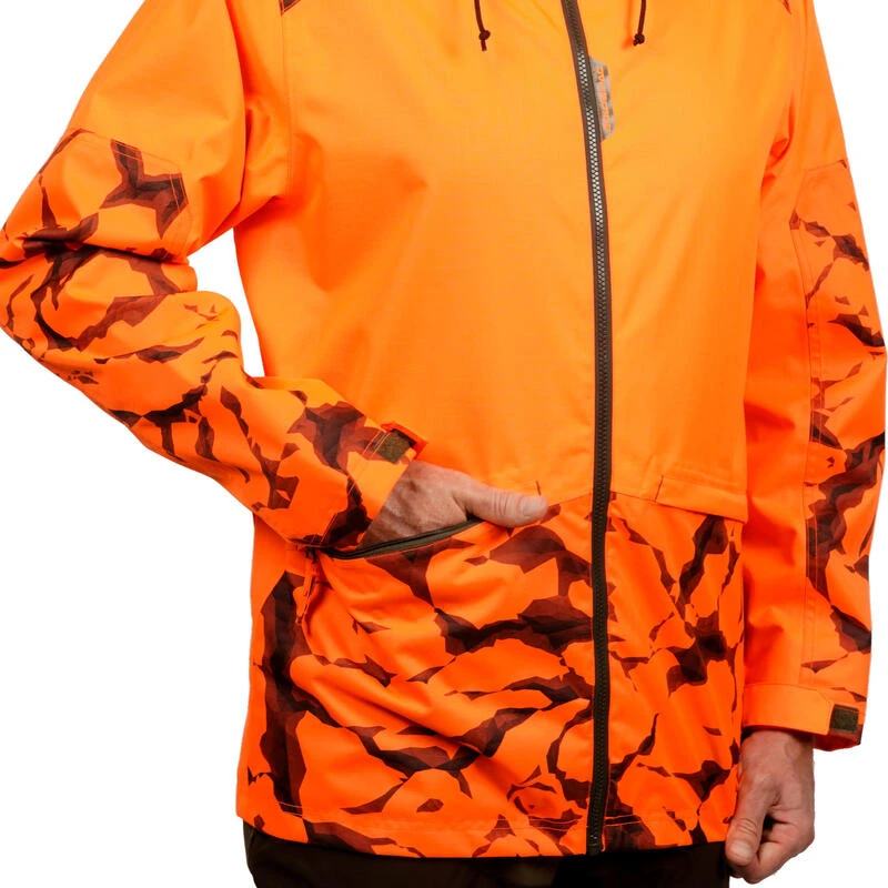 VESTE CHASSE RESISTANTE IMPERMEABLE ORANGE FLUO SUPERTRACK 100 8 VESTE CHASSE RESISTANTE IMPERMEABLE ORANGE FLUO SUPERTRACK 100 – Image 6