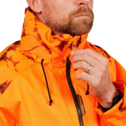 VESTE CHASSE RESISTANTE IMPERMEABLE ORANGE FLUO SUPERTRACK 100 20 VESTE CHASSE RESISTANTE IMPERMEABLE ORANGE FLUO SUPERTRACK 100 -Équipement De Chasse veste chasse resistante impermeable orange fluo supertrack 100 8