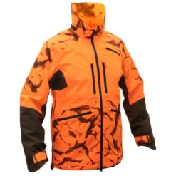 VESTE CHASSE RESISTANTE IMPERMEABLE ORANGE FLUO SUPERTRACK 900 LIGHT -Équipement De Chasse veste chasse resistante impermeable orange fluo supertrack 900 light 2