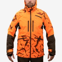 VESTE CHASSE RESISTANTE IMPERMEABLE ORANGE FLUO SUPERTRACK 900 LIGHT -Équipement De Chasse veste chasse resistante impermeable orange fluo supertrack 900 light 4