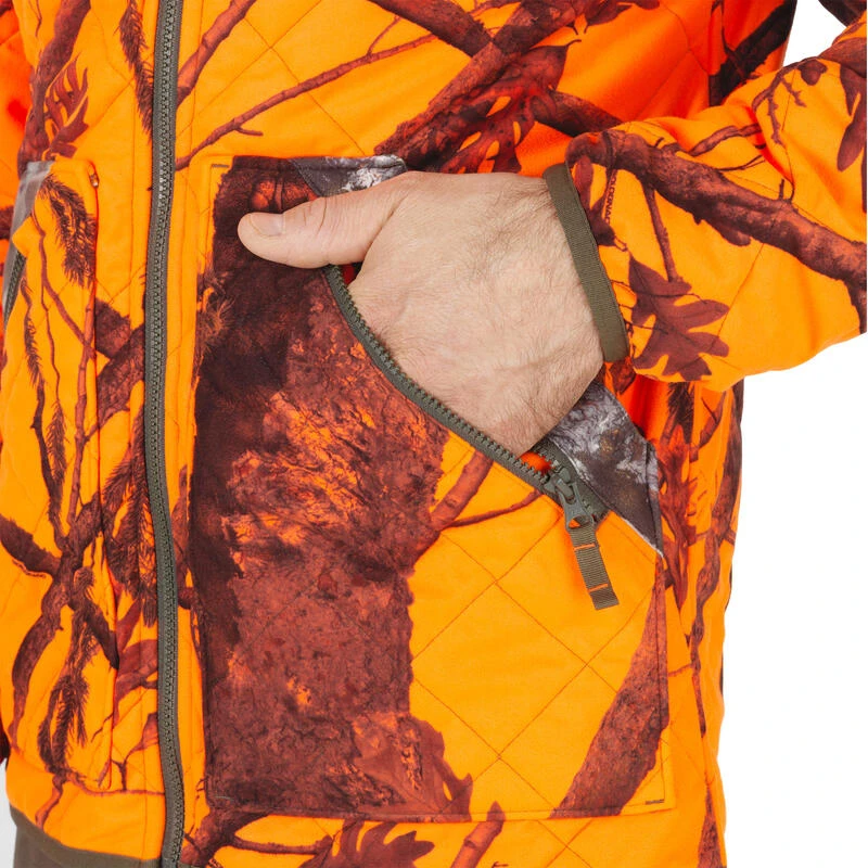 VESTE CHASSE REVERSIBLE SILENCIEUSE CAMOUFLAGE/CAMOUFLAGE FLUO 8 VESTE CHASSE REVERSIBLE SILENCIEUSE CAMOUFLAGE/CAMOUFLAGE FLUO – Image 6