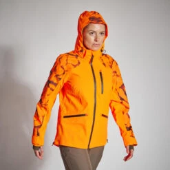VESTE CHASSE SUPERTRACK FEMME RESISTANTE IMPERMEABLE ORANGE FLUO 500 13 VESTE CHASSE SUPERTRACK FEMME RESISTANTE IMPERMEABLE ORANGE FLUO 500 -Équipement De Chasse veste chasse supertrack femme resistante impermeable orange fluo 500 1