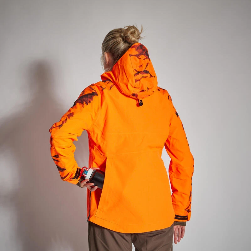 VESTE CHASSE SUPERTRACK FEMME RESISTANTE IMPERMEABLE ORANGE FLUO 500 10 VESTE CHASSE SUPERTRACK FEMME RESISTANTE IMPERMEABLE ORANGE FLUO 500 – Image 8